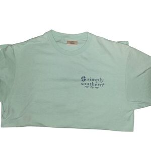 Simply Southern Light Green Tee with Navy Logo